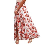 Gonna Lunga Donna Estate Vestiti con Spacco Vita Alta Asimmetrica Stampa Floreale Boho Etnico Maxi Gonne da Spiaggia Cocktail Festa Elegante Coverup Copricostumi e Parei per la Primavera e L'Estate