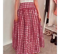 Gonna lunga elegante e casual a pieghe in stile plaid ELVA, adatta per la spiaggia, leggermente elastica, ideale per concerti, tea party, festival, festa della mamma e altre occasioni, adatta anche pe