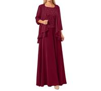 Gonna lunga estiva da donna in due pezzi, elegante set in tre pezzi con gonna lunga per occasioni formali, abito da sera per feste, balli di fine anno, Colore: rosso, L