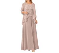 Gonna lunga estiva da donna in due pezzi, elegante set in tre pezzi con gonna lunga per occasioni formali, abito da sera per feste, balli di fine anno, cachi, L