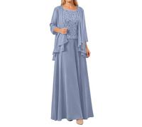 Gonna lunga estiva da donna in due pezzi, elegante set in tre pezzi con gonna lunga per occasioni formali, abito da sera per feste, balli di fine anno, Blu, L