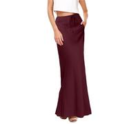 Gonna lunga fluida da donna in cotone elastico in vita casual gonne pieghettate chic eleganti una linea estiva fluida boheme tinta unita per primavera ed estate taglio trapezio abito da lavoro