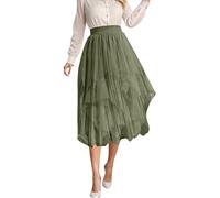 Gonna lunga in tulle da donna, morbida, sottogonna in rete, lunghezza al ginocchio, elegante ed elastica, linea ad A, taglie grandi, asimmetrica, costume da fate, carnevale, gonna irregolare da strega