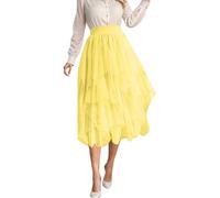 Gonna lunga in tulle da donna, morbida, sottogonna in rete, lunghezza al ginocchio, elegante ed elastica, linea ad A, taglie grandi, asimmetrica, costume da fate, carnevale, gonna irregolare da strega