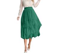 Gonna lunga in tulle da donna, morbida, sottogonna in rete, lunghezza al ginocchio, elegante ed elastica, linea ad A, taglie grandi, asimmetrica, costume da fate, carnevale, gonna irregolare da strega