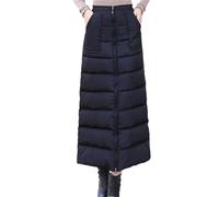 Gonna lunga invernale da donna in cotone a vita alta gonna imbottita in cotone caldo ispessito, Nero , L