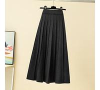 Gonna Lunga Invernale, Gonne Lunghe Per Le Donne Vita Elasticizzata Gonna Invernale Spessa A Righe Verticali Gonne Lunghe Svasate Per Le Donne A-Line Gonna A Pieghe Lavorata A Maglia Con Pendolo Gra