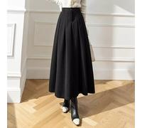 Gonna Lunga Invernale Morbida Pieghe Plisse Elegante Vita Alta Nero 40900