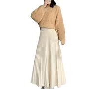 Gonna lunga lunga lavorata a maglia da donna autunno inverno casual tinta unita spessa calda una linea a vita alta alla caviglia gonna da donna, Albicocca, Taglia unica