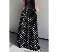 Gonna lunga maxi da donna EARO nera a pois, vita elastica, gonna lunga fluida a-line, tessuto casual non elastico, alla moda ed elegante, versatile per le vacanze L,M,S,XL,XSStampa CasualeTessuto
