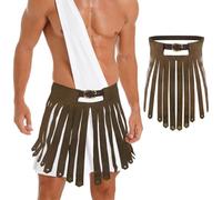 Gonna medievale da cavaliere con cintura in vita con nappe in pelle vichinga, cintura regolabile, vintage, gladiatore romano, guerriero, soldato, pirata, adulti, adolescenti, Halloween, cosplay, feste