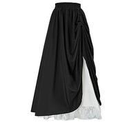 Gonna medievale da donna a doppio strato, in vita elasticizzata, con volant, linea ad A, sottoveste, gonna a strati, per Halloween e carnevale