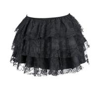 Gonna medievale da donna con pizzo, minigonna da donna a doppio strato, in pizzo, a vita corta, elasticizzata, vintage, sottoveste in pizzo, sexy, per Halloween e carnevale