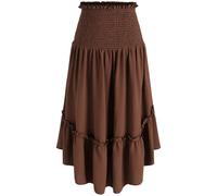 Gonna medievale da donna, lunga, gotica, a vita alta, con volant, stile vittoriano, vintage, a pieghe, elegante, linea ad A, per Halloween