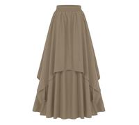 Gonna medievale da donna lunga gotica maxi gonna da donna a doppio strato rinascimentale in vita elasticizzata, stile vintage vittoriano, elegante linea ad A, abbigliamento festivo per Halloween