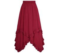 Gonna medievale da donna midi a vita alta, per costume tradizionale rinascimentale con orlo irregolare, sottoveste vittoriana, gonna a strati da pirata, costume festivo per Halloween e carnevale