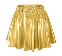 Gonna metallizzata da donna, in metallo lucido, a pieghe, mini gonna in pelle, sexy, a vita alta, colore argento, Y2K, gonna da ballo Rave Party Club Space Alien Costume 3, D02 1gd1, XL