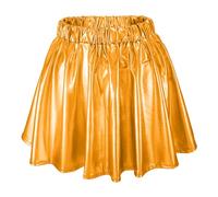 Gonna metallizzata da donna, in metallo lucido, a pieghe, mini gonna in pelle, sexy, a vita alta, colore argento, Y2K, gonna da ballo Rave Party Club Space Alien Costume 3, D02 Gd2, L