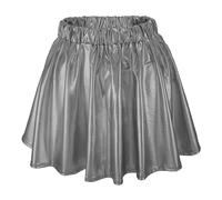 Gonna metallizzata da donna, in metallo lucido, a pieghe, mini gonna in pelle, sexy, a vita alta, colore argento, Y2K, gonna da ballo Rave Party Club Space Alien Costume 3, D02 grigio, L