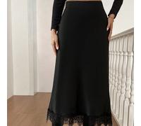 Gonna midi a-line in seta e raso con applicazioni in pizzo, gonna elegante e fluida in seta per donna Dila Polly L,M,S,XLTessuto