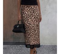 Gonna midi aderente a sirena vintage sexy Y2K a vita bassa nera con inserti in pizzo patchwork per donne per uscire la sera autunno/inverno L,M,S,XSStampa CasualeTessuto intrecciato