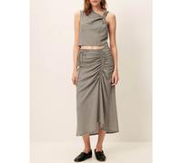 Gonna midi arricciata a quadri in percalle, ARLETTA Nero 44 (IT) - 40 (FR) Vichy