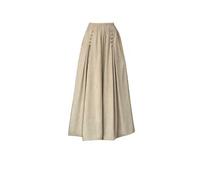 Gonna Midi Basic da Donna in Velluto a Coste con Vita Alta e Coulisse alla Moda, Gonna estetica Gotica, Orlo Largo, Linea ad A, Abito Plissettato Fluido per Primavera Autunno, Color Cachi XXS
