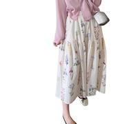 Gonna Midi Da Donna A Vita Alta con Elastico E Stampa Floreale Modello A Trapezio con Orlo Ampio E Stampa Floreale Gonna Lunga Svasata Basic Abito Lungo Estivo Bohémien per Le Vacanze E Le Uscite B