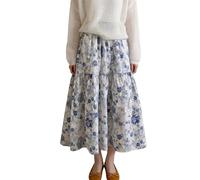 Gonna Midi Da Donna A Vita Alta con Elastico E Stampa Floreale Modello A Trapezio con Orlo Ampio E Stampa Floreale Gonna Lunga Svasata Basic Abito Lungo Estivo Bohémien per Le Vacanze E Le Uscite B