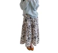 Gonna Midi da Donna A Vita Alta con Elastico E Stampa Floreale Modello A Trapezio con Orlo Ampio E Stampa Floreale Gonna Lunga Svasata Basic Abito Lungo Estivo Bohémien per Le Vacanze E Le Uscite N