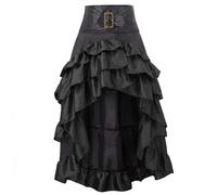 Gonna Midi Donna con Orlo Fiori E Strascico, Gonna retrò Classica A Vita Alta Gonne Steampunk Elegante Leggera Gonne Plissettata Slim Fit Confortevole Elastica per Halloween Carnevale