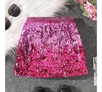 Gonna midi elegante con eleganti paillettes a gradiente, adatta per occasioni di festa, per ragazze giovani 6Y,7Y,4Y,5YColore unicoTessuto intrecciato