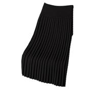 Gonna Midi in Maglia Donna - Gonna A Pieghe Oversize in Maglia Autunnale E Invernale, Vita Alta, Snellente, Moda Casual Femminile, Gonna A Trapezio, Gonna Casual in Maglia Coordinata, Nera M