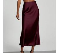 Gonna midi in satin elasticizzato, versatile e di , adatta per l'uso quotidiano, versione petite, texture in satin, per la stagione primaverile - Rosso prugna Petite XXS,Petite XS,Petite S,Petite M,Pe