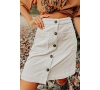 Gonna mini corta a portafoglio beige a coste donna casual elegante 51150