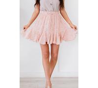 Gonna mini corta a portafoglio plissé rosa fiori coulisse elegante 65581