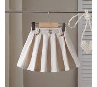 Gonna mini plissettata elegante e casual, versatile, in stile francese, adatta per la scuola, le vacanze, i viaggi, tutte le stagioni 6Y,7Y,4Y,5YA strisceVelluto a coste