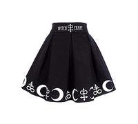 Gonna Paillettes Donna - Minigonna A Pieghe con Simboli di Incantesimi Magici della Luna Punk Gotico da (Black XL)