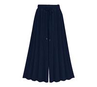Gonna Pantalone Donna Cotone Pantaloni Larghi Culotte da Donna Casual Leggeri Comodi Pantaloni Gamba Larga Vita Alta con Tasche Estivi Baggy Pantaloni Palazzo Elastico in Vita Taglie Forti Sportivi