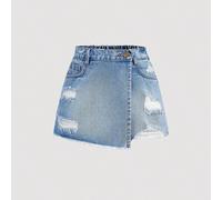 Gonna pantalone in denim con vita alta, stile boho, con strappi, per ragazze pre-adolescenti, per la primavera e l'estate, adatta per le vacanze estive 8Y,9Y,10Y,11Y,12YColore unico,stampa dappertutto
