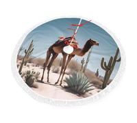 Gonna per albero di Capodanno, 76,2 cm, con nappa, in pizzo, su un lato, stampa di cammello carino, adatta per decorazioni natalizie