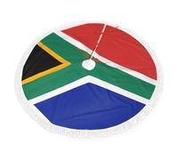 Gonna per albero di Capodanno, 91,4 cm, con nappa, in pizzo su un lato, stampa bandiera del Sud Africa, adatta per decorazioni natalizie