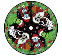 Gonna per albero di Natale, 122 cm, motivo incubo prima, collare per albero di Natale Jack e Sally, decorazione invernale per albero di Natale, zero decorazioni natalizie per feste in casa