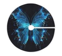 Gonna per albero di Natale a forma di farfalla blu incandescente, in poliestere, riutilizzabile, per interni ed esterni, 90 x 90 cm