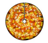 Gonna per albero di Natale a forma di mais caramellato, gonna per albero di Natale in velluto lavorato a maglia, riutilizzabile, arancione, con scintille festive per Halloween, per decorazioni per fe