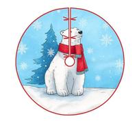 Gonna per albero di Natale a forma di orso polare, con fiocchi di neve, in maglia di velluto blu, riutilizzabile, per la casa, il centro commerciale, l'interno e l'esterno, per feste, 48 pollici