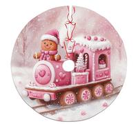 Gonna per albero di Natale a forma di treno di pan di zenzero, color pesca, decorazione natalizia per feste invernali, stile dolce, decorazione per la casa, per interni ed esterni, 91 cm