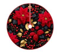 Gonna per albero di Natale, bacche festive, foglie, decorazioni natalizie rosse sotto l'albero per la casa, centro commerciale, interni ed esterni, decorazioni per feste, 60 pollici