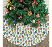Gonna per albero di Natale con gatti nei vasi di fiori, rotonda, 30" e neve invernale, adatta per Natale, Halloween e altre occasioni di decorazione per feste.