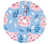 Gonna per albero di Natale con motivo a foglie di maiale 122 cm, morbida flanella di poliestere, resistente allo sbiadimento, decorazione natalizia per casa, ufficio, vacanze e feste